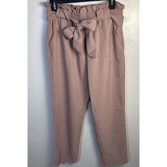 Grace Karin High Elastic Waist Tie Belted Pencil Paper Bag Trouser Purple Medium - Picture 1 of 11